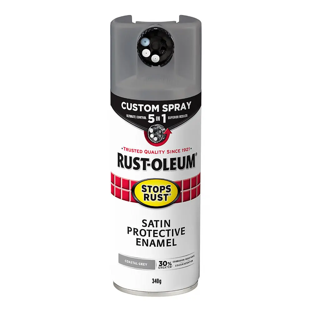 Rust-Oleum Stops Rust Custom Spray Paint 5 In 1 Protective Enamel 340G Satin Coastal Grey 1