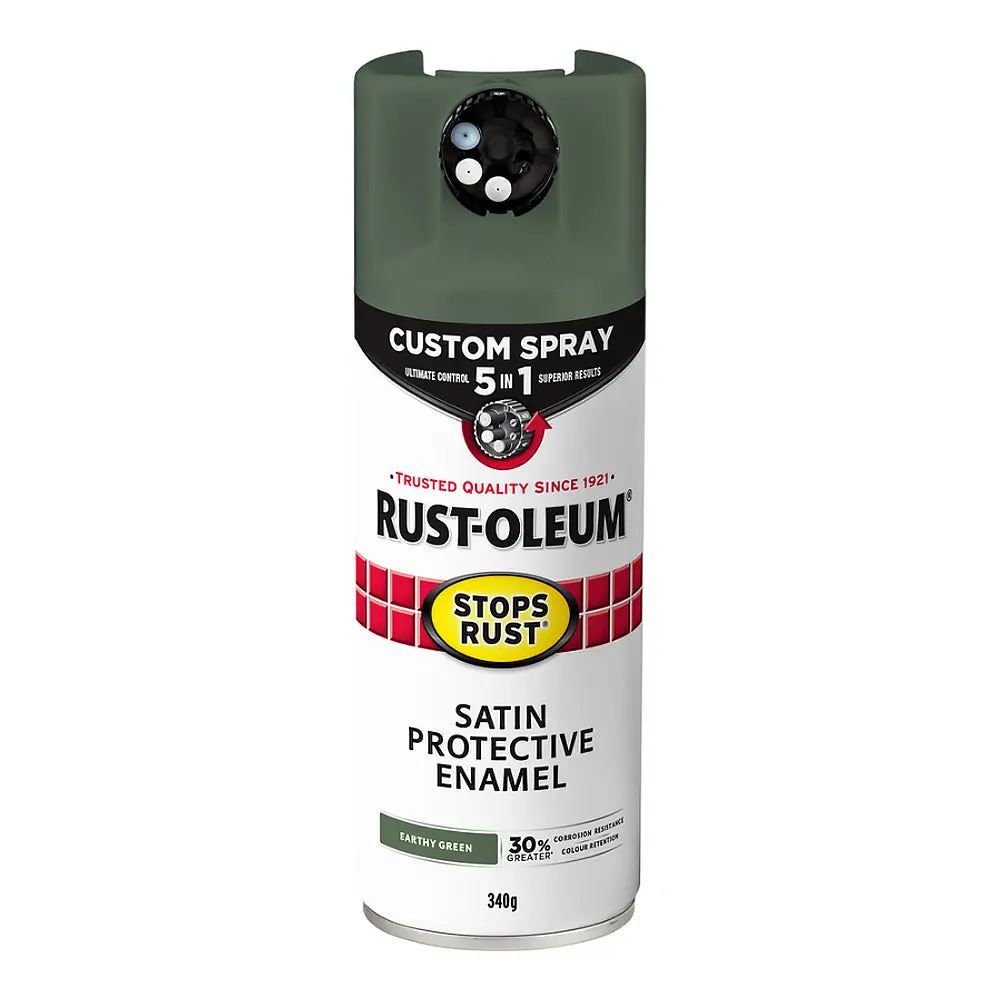 Rust-Oleum Stops Rust Custom Spray Paint 5 In 1 Protective Enamel 340G Satin Earthy Green 1