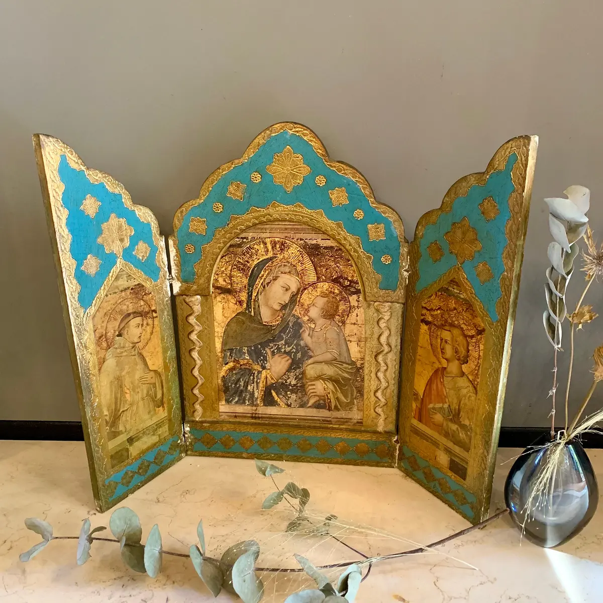 Antique Religious Triptych Artwork 1