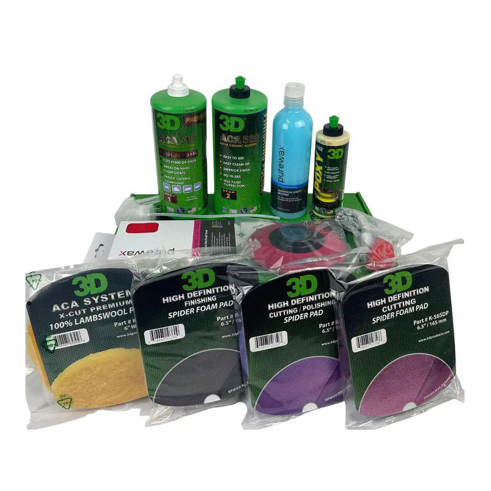3D Bodyshop Starter Kit Aca 510 520 Backing Plate Cut Polish Finish Pad Clay 1