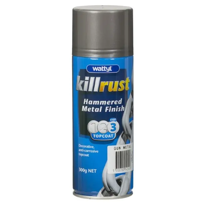 Wattyl Killrust Hammered Finish Spray Paint 300G Aerosol Gunmetal 1