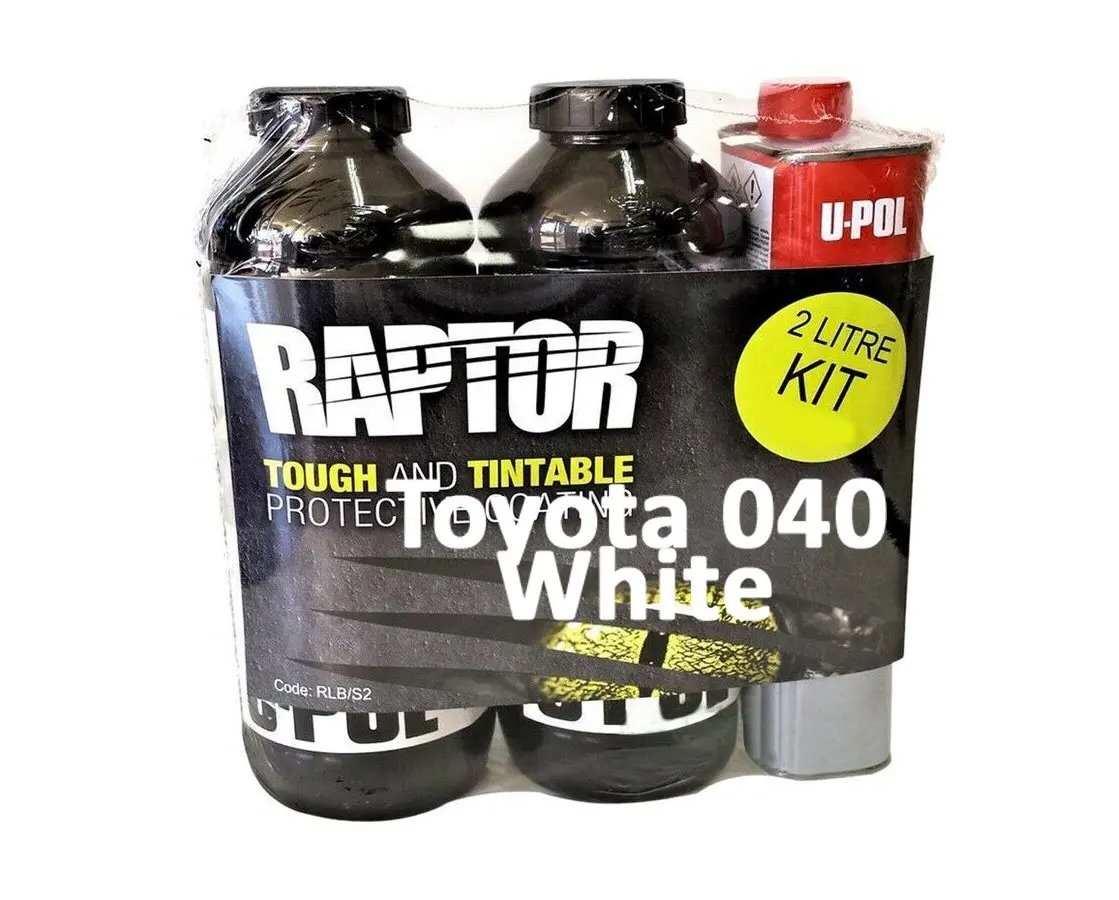 U-Pol Raptor Tintable For Toyota 040 White Protective Coating Tub/Bed Liner Kit 2L 1