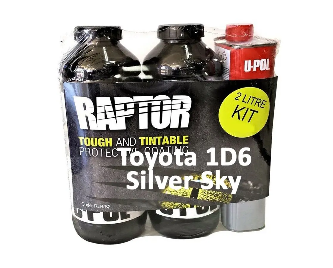 U-Pol Raptor Tintable For Toyota 1D6 Silver Sky Protective Coating Tub/Bed Liner Kit 2L 1