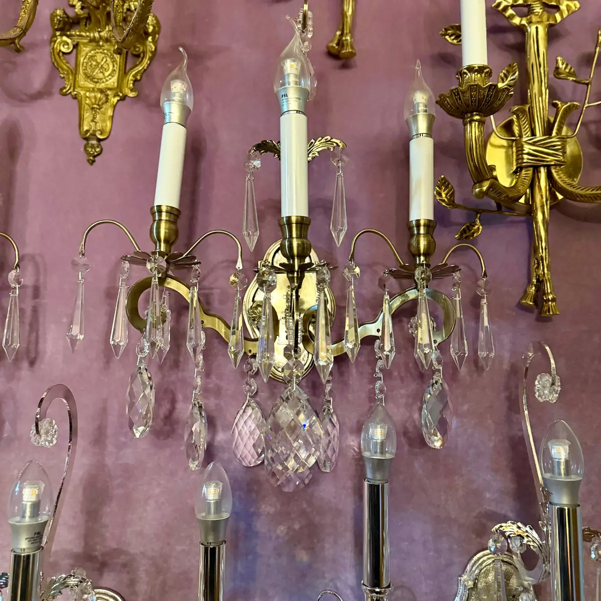 Stunning Three Arm Brass Wall Sconce 1