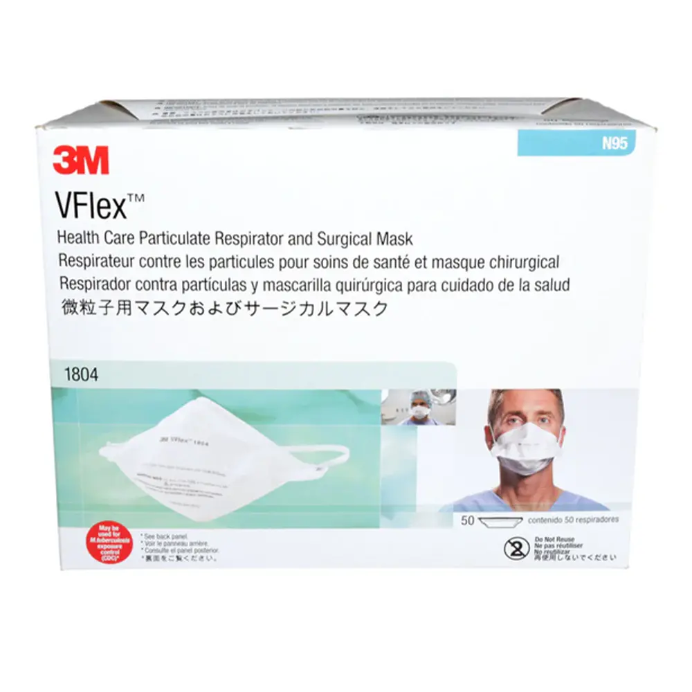 3M V-Flex Healthcare Particulate Respirator 1804 (N95 Rated) Regular X 50 Pack 1