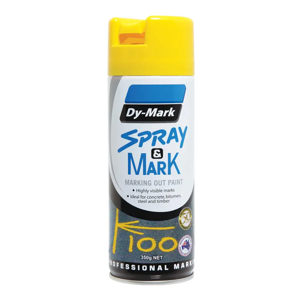 Dy-Mark Spray & Mark Survey Linemarking Spray Paint Yellow 350G Aerosol 1
