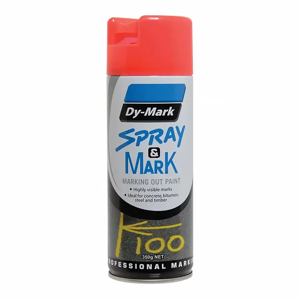 Dy-Mark Spray & Mark Survey Linemarking Spray Paint Fluoro Red 350G Aerosol 1