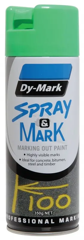 Dy-Mark Spray & Mark Survey Linemarking Spray Paint Fluoro Green 350G Aerosol 1