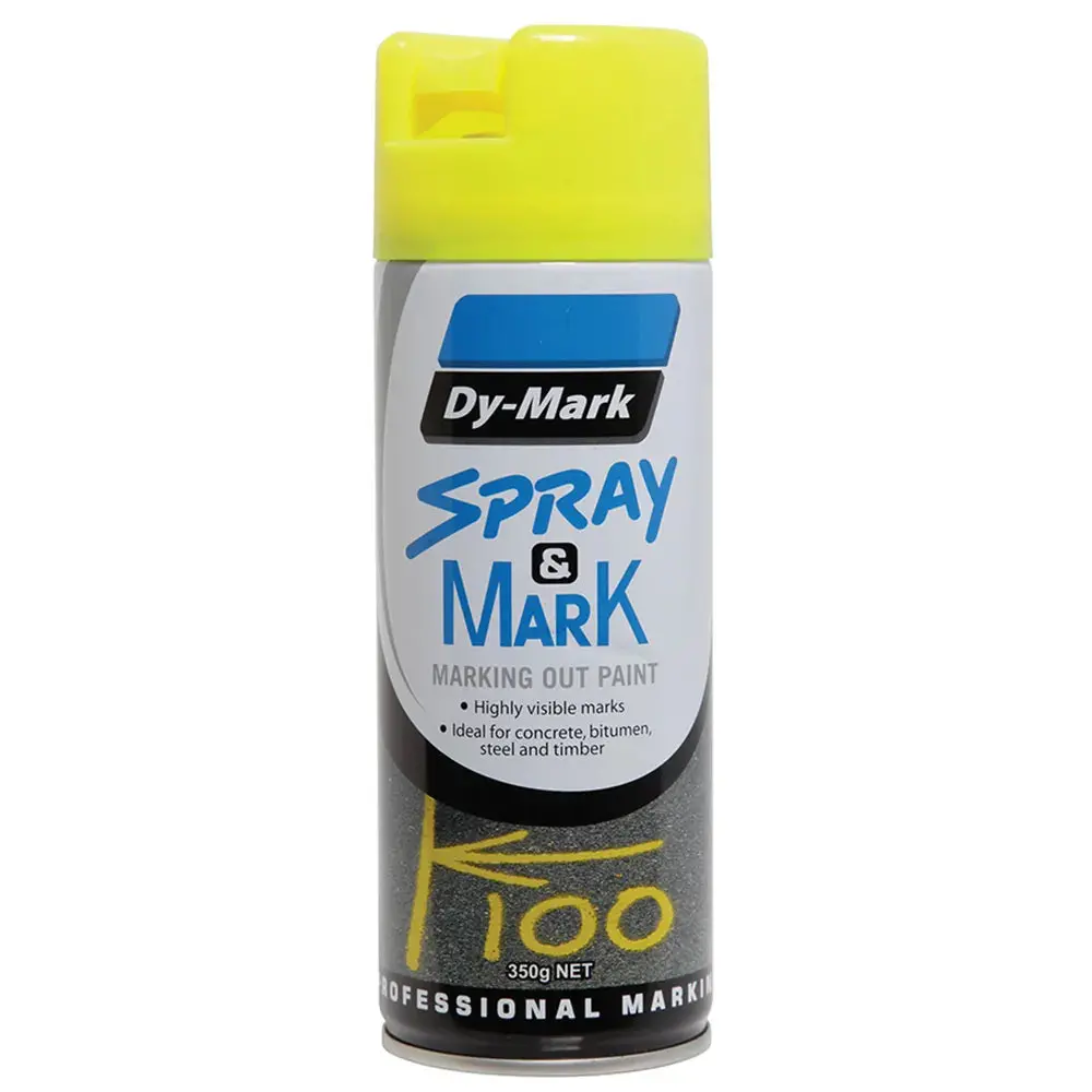Dy-Mark Spray & Mark Survey Linemarking Spray Paint Fluoro Yellow 350G Aerosol 1