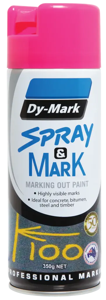 Dy-Mark Spray & Mark Survey Linemarking Spray Paint Fluoro Pink 350G Aerosol 1