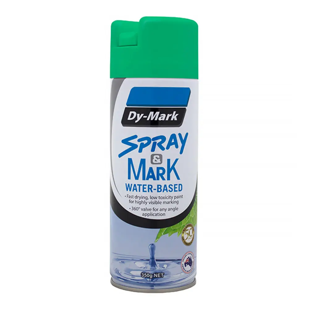 Dy-Mark Waterbased Spray & Mark Survey Spray Paint Fluro Green 350G Aerosol 1