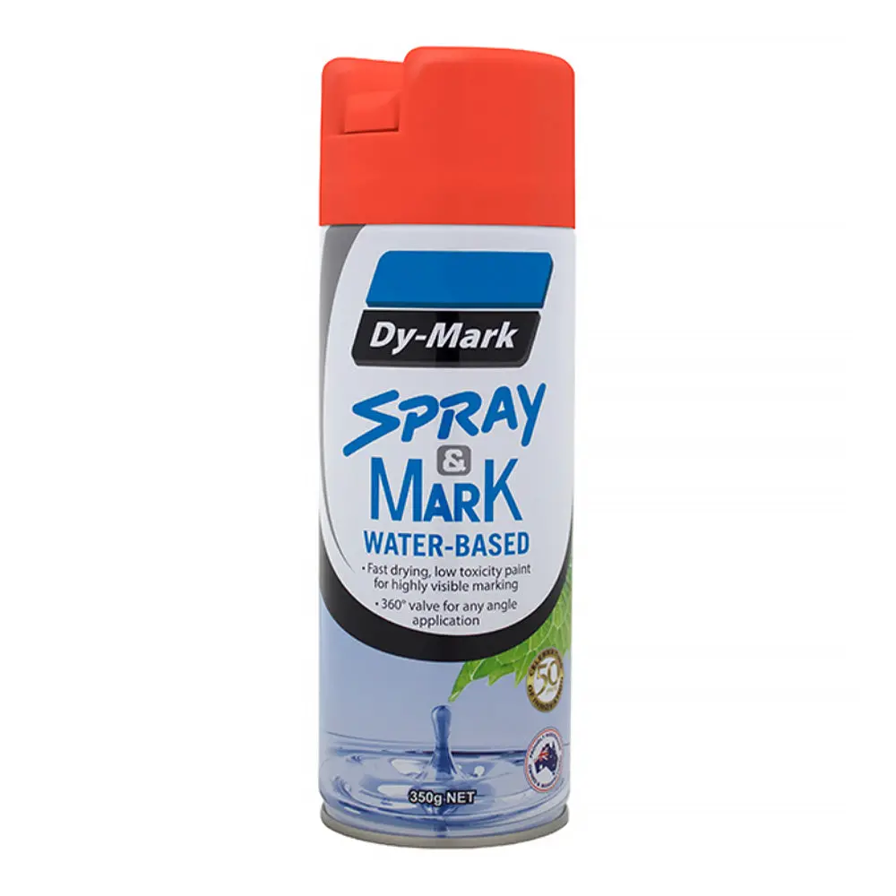 Dy-Mark Waterbased Spray & Mark Survey Spray Paint Fluro Orange 350G Aerosol 1