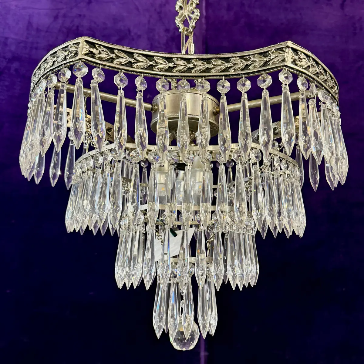 Delos Custom Made Nickel And Crystal Waterfall Chandelier - Sold 1