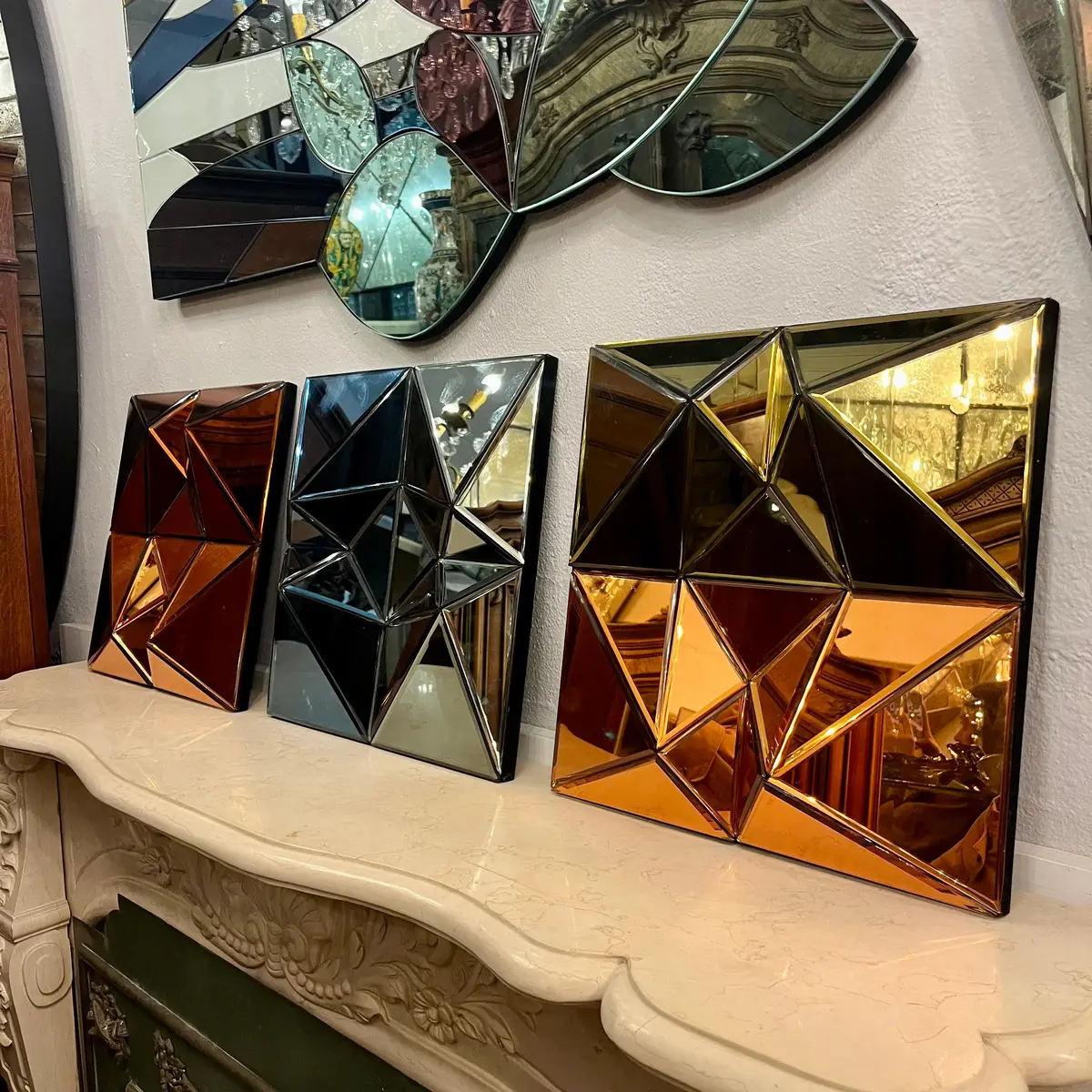 Small Faceted Multicoloured Contemporary Mirrors - Sold 1