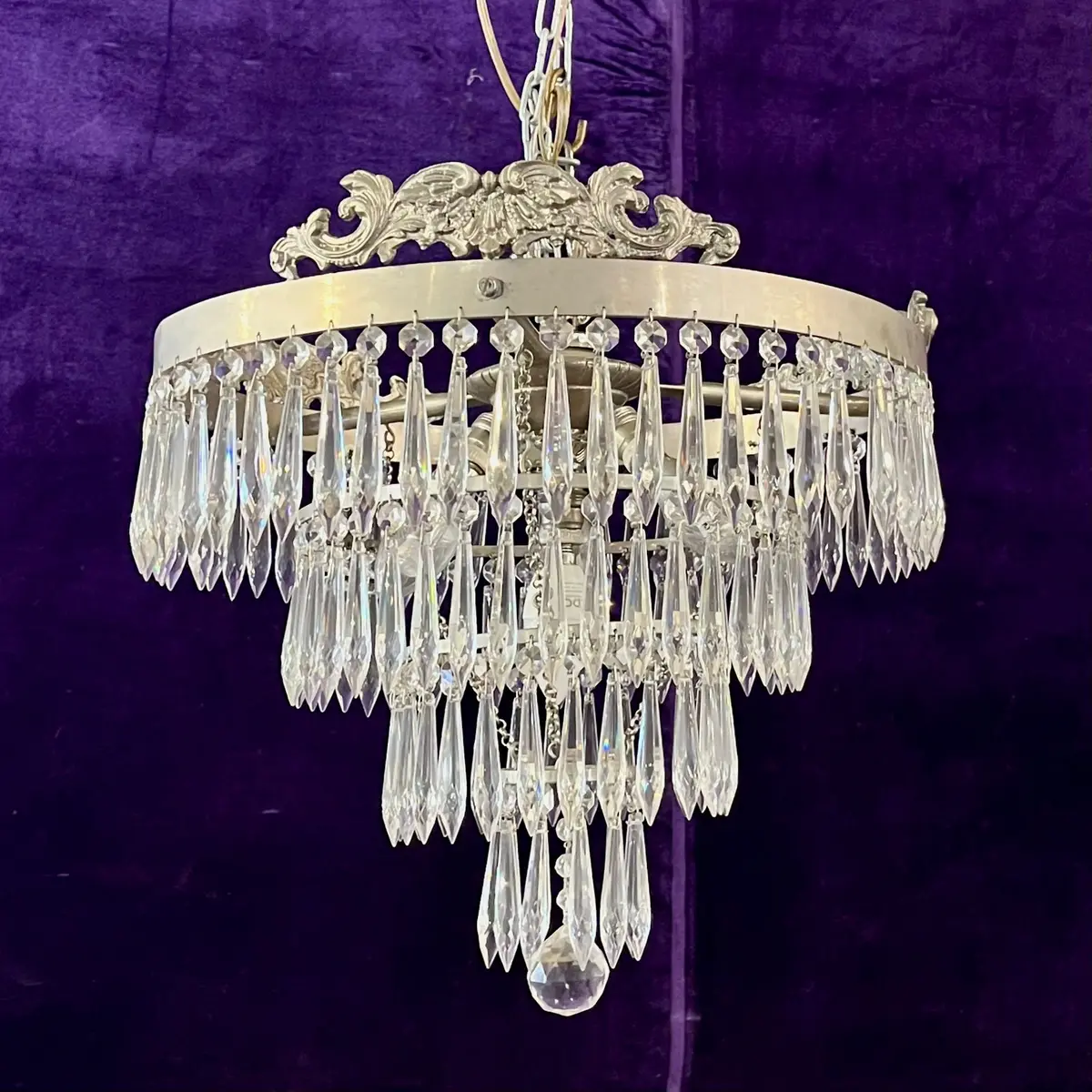 Delos Custom Nickel Waterfall Chandelier With Antique Castings 1