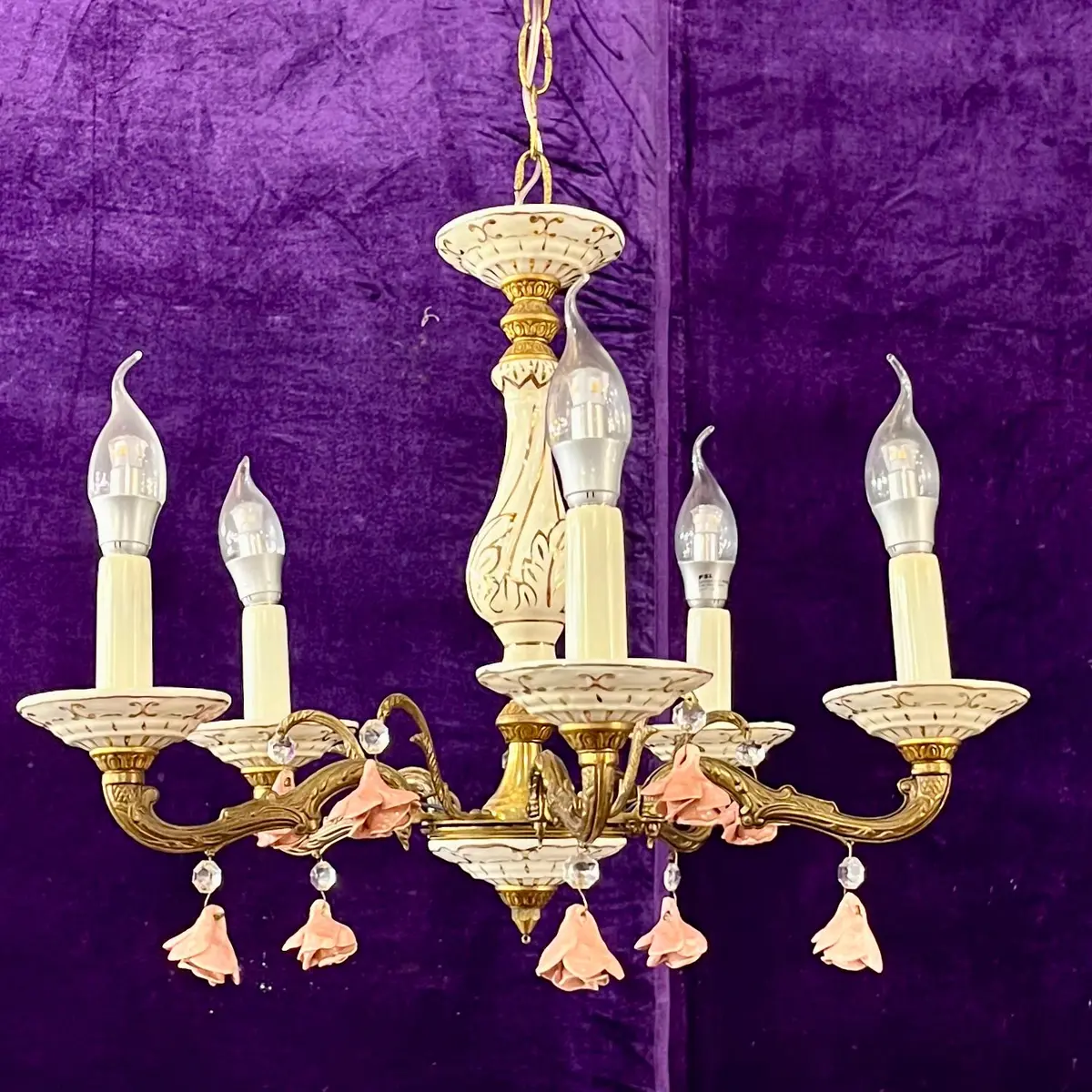 Italian Capodimonte Porcelain And Gilt Chandelier, Mid–Late 20Th Century 1