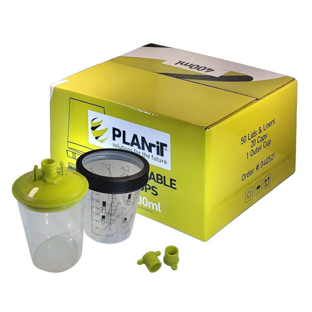 Planit Disposable Lids & Liners Kit 400Ml 190Um Filters Pps Cups 1
