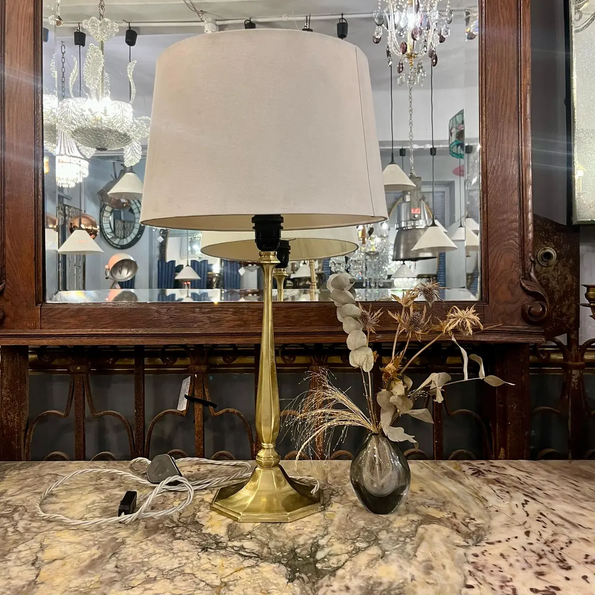 Polished Brass Candlestick Table Lamp - Sold 1