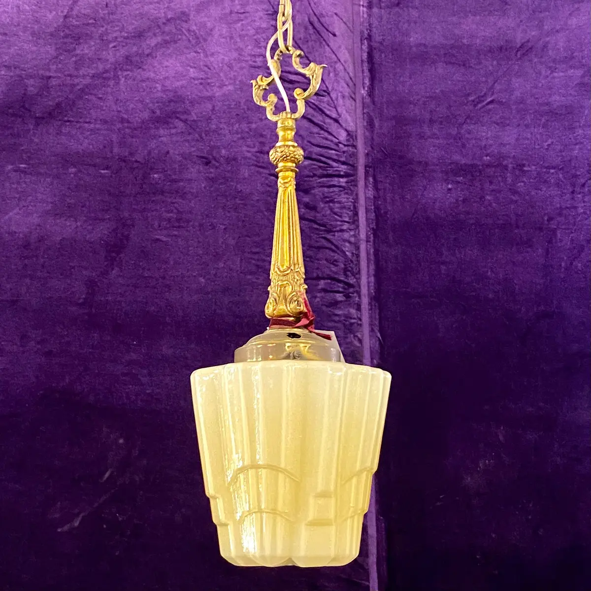 Milky Glass Art Deco Pendant - Sold 1