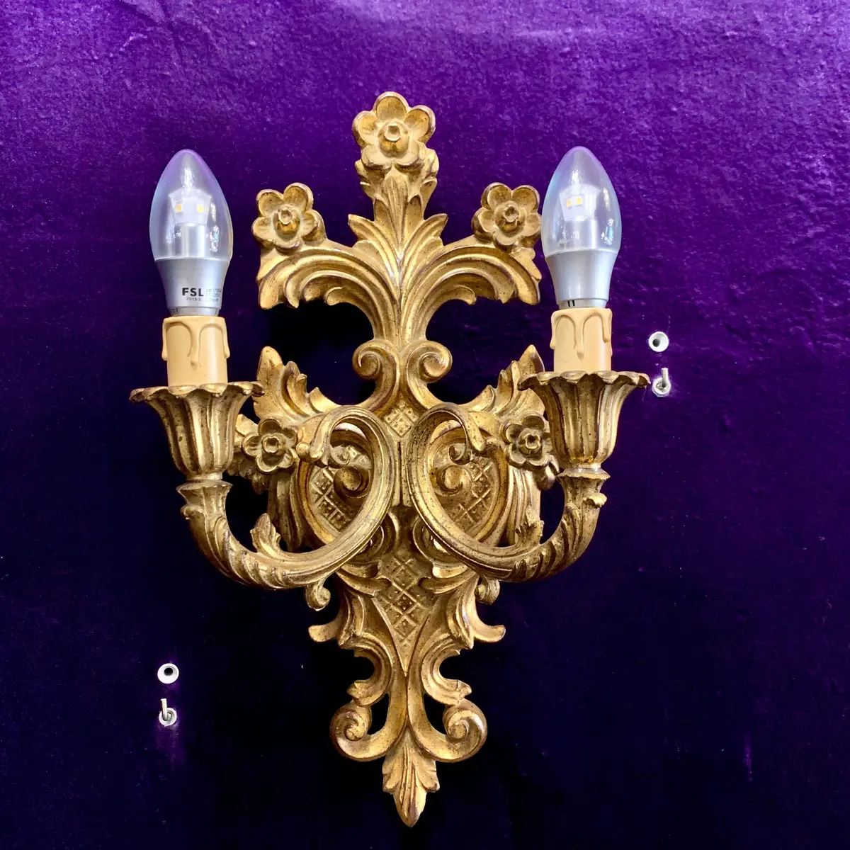 Antique Single Cast Brass Sconce 1