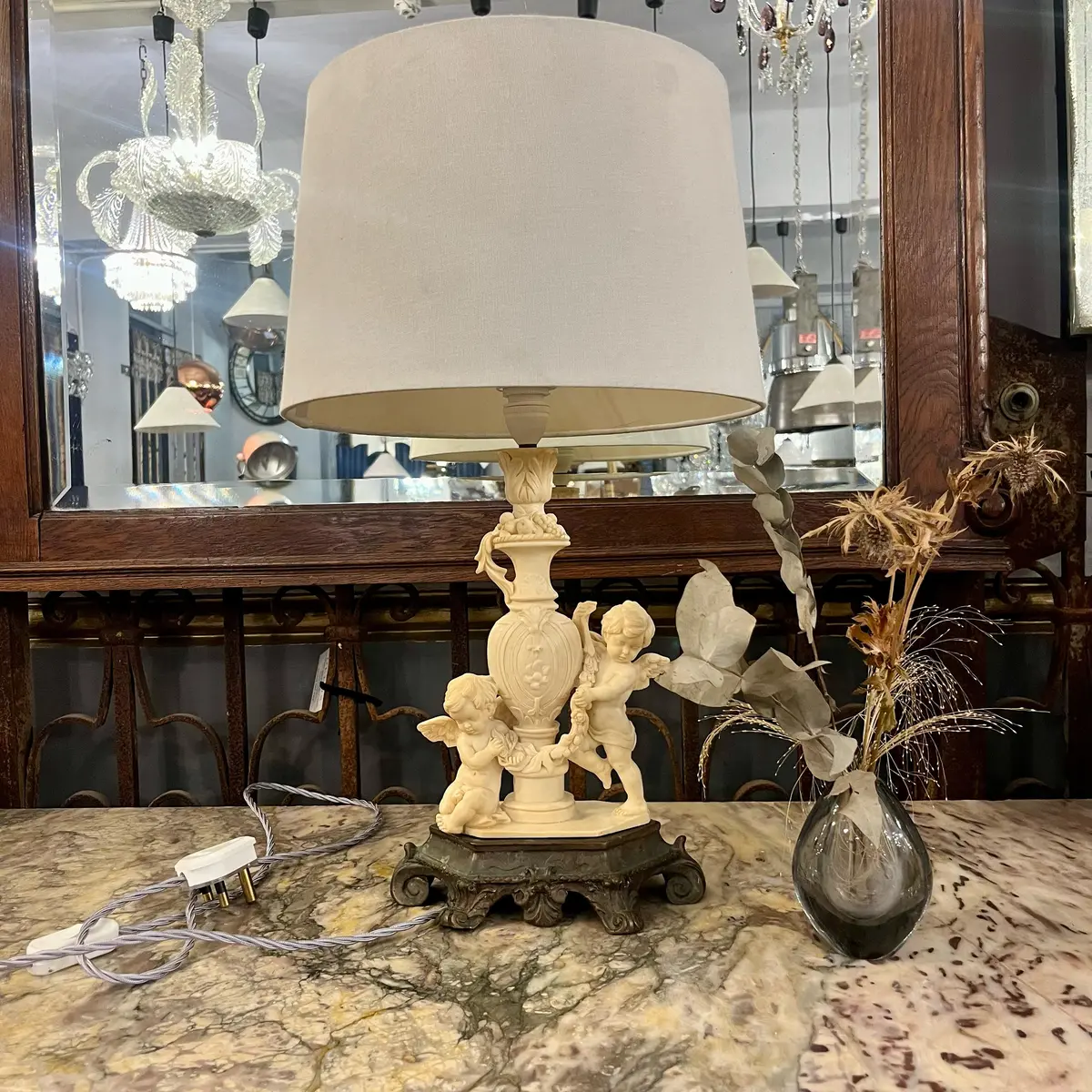 Neoclassical Style Table Lamp With Cherubs - Sold 1