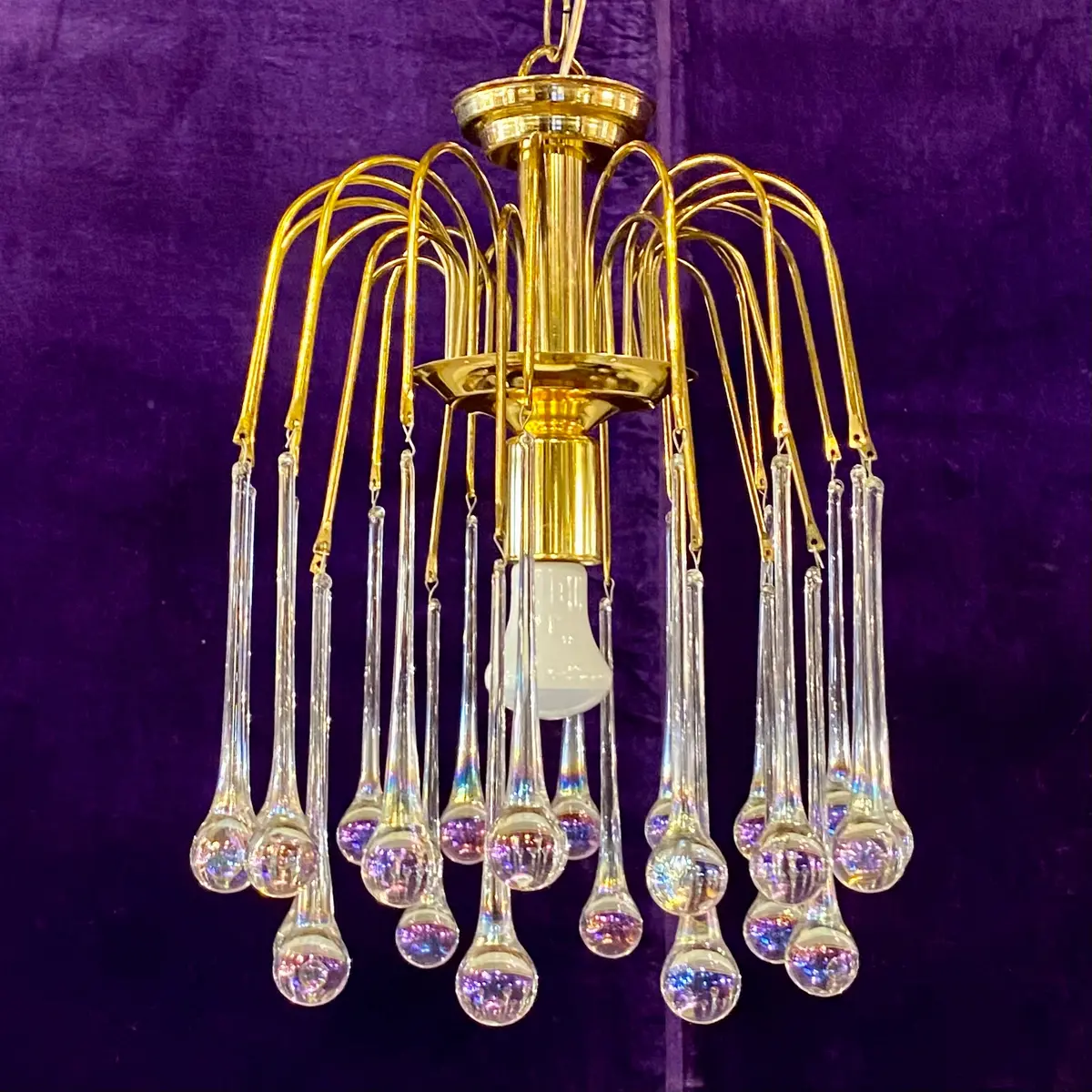Rare Vintage Blown Glass Chandelier Attributed To Venini 1