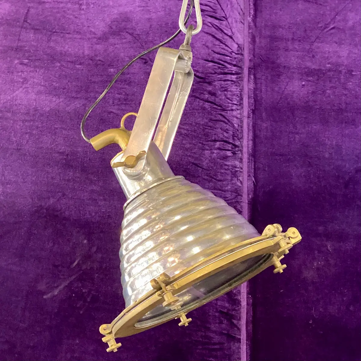 Vintage Aluminium & Brass Ship's Deck Light - Sold 1