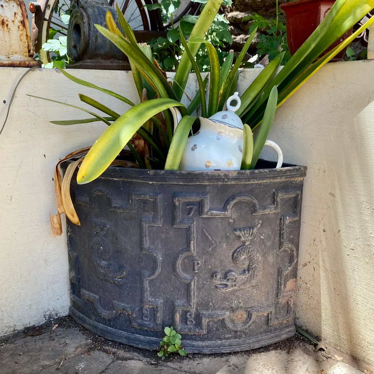 Rustic Corner Cast Iron Planter - Sold 1