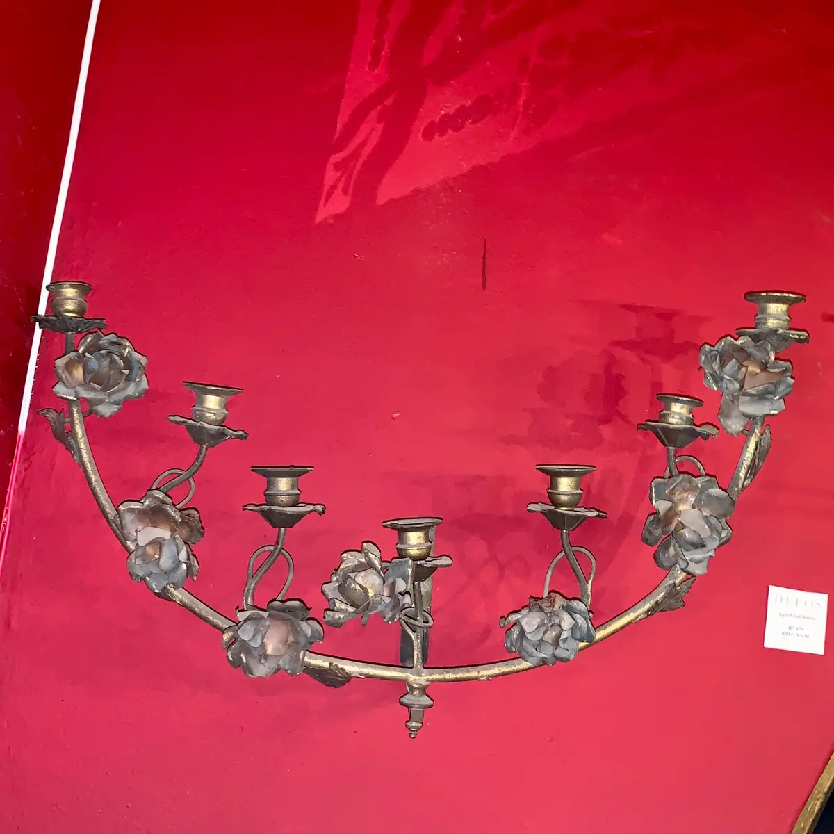 Large Brass Candelabra Sconce With Rosettes 1