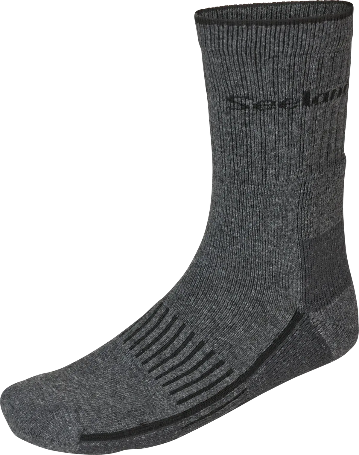 Seeland Field Heavy Merino Sock - Grey Melange/Black 1