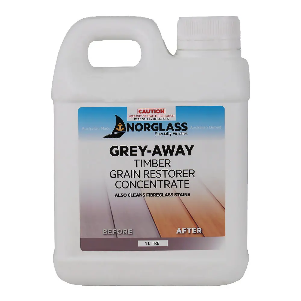 Norglass Grey-Away Grain Restorer 1L Timber Restoration Marine Deck Cleaner 1