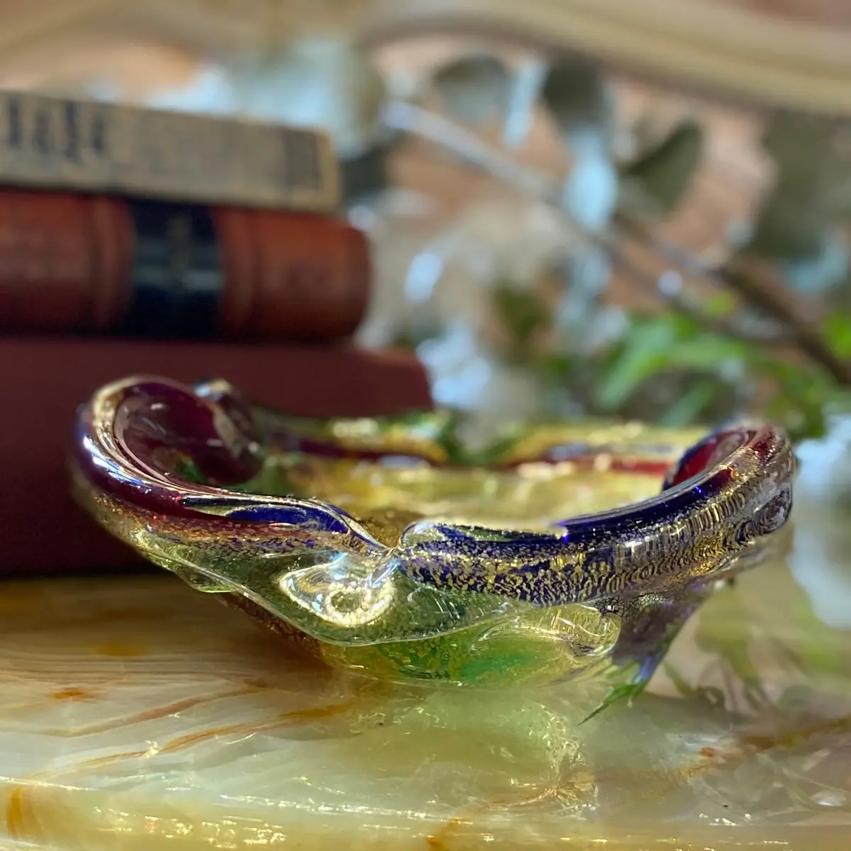 Vintage Murano Ashtray With Splashes Of Colour - Sold 1
