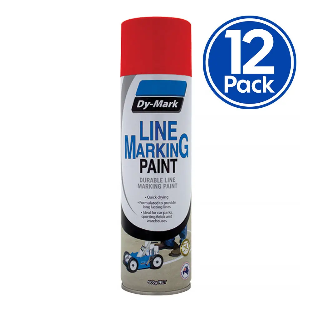 Dy-Mark Line Marking Spray Paint Red 500G Aerosol Acrylic X 12 Pack Box 1