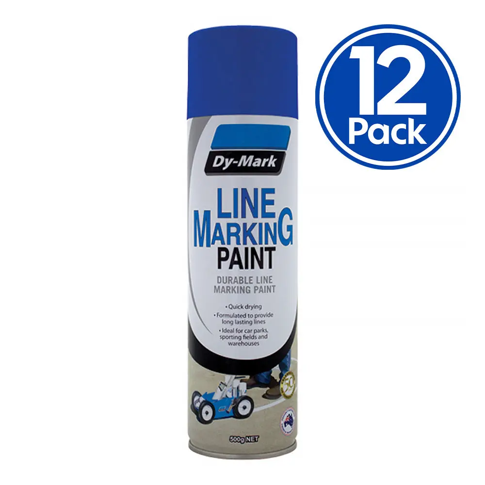 Dy-Mark Line Marking Spray Paint Blue 500G Aerosol Acrylic X 12 Pack Box 1