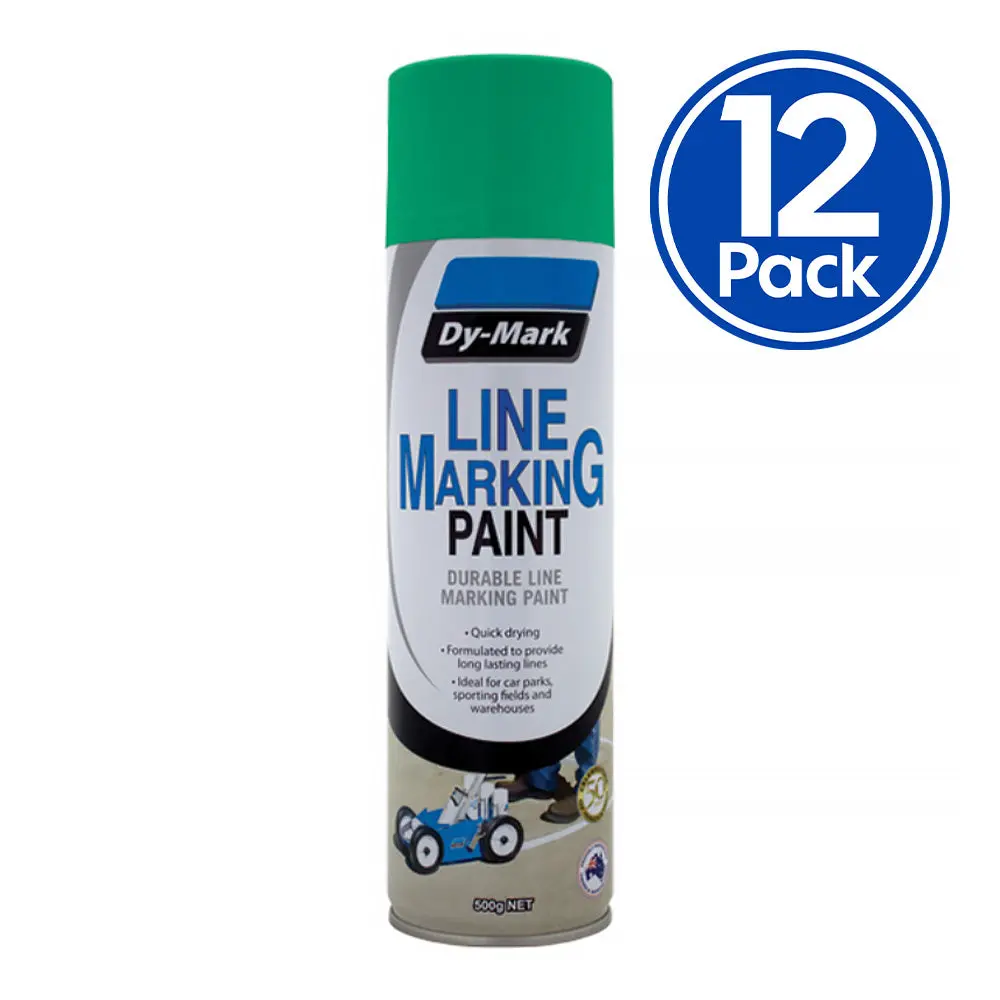 Dy-Mark Line Marking Spray Paint Green 500G Aerosol Acrylic X 12 Pack Box 1