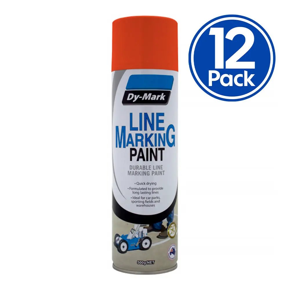 Dy-Mark Line Marking Spray Paint Orange 500G Aerosol Acrylic X 12 Pack Box 1