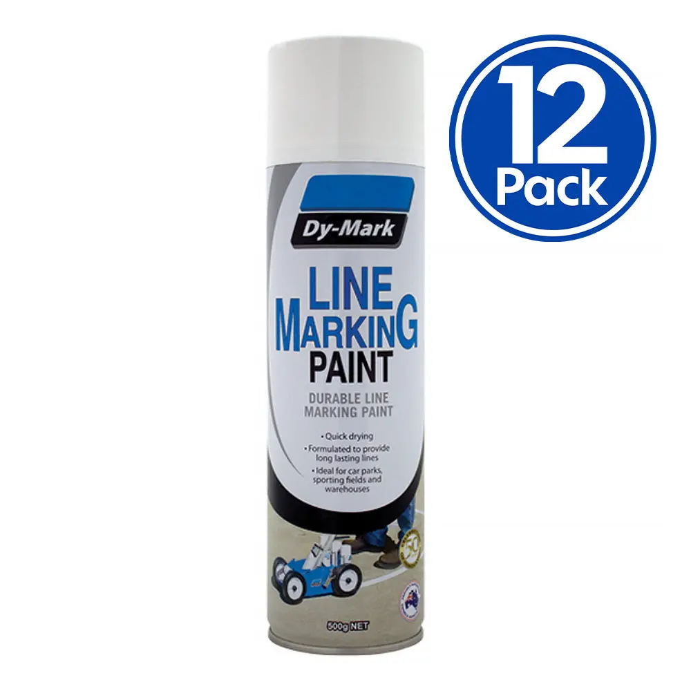 Dy-Mark Line Marking Spray Paint White 500G Aerosol Acrylic X 12 Pack Box 1