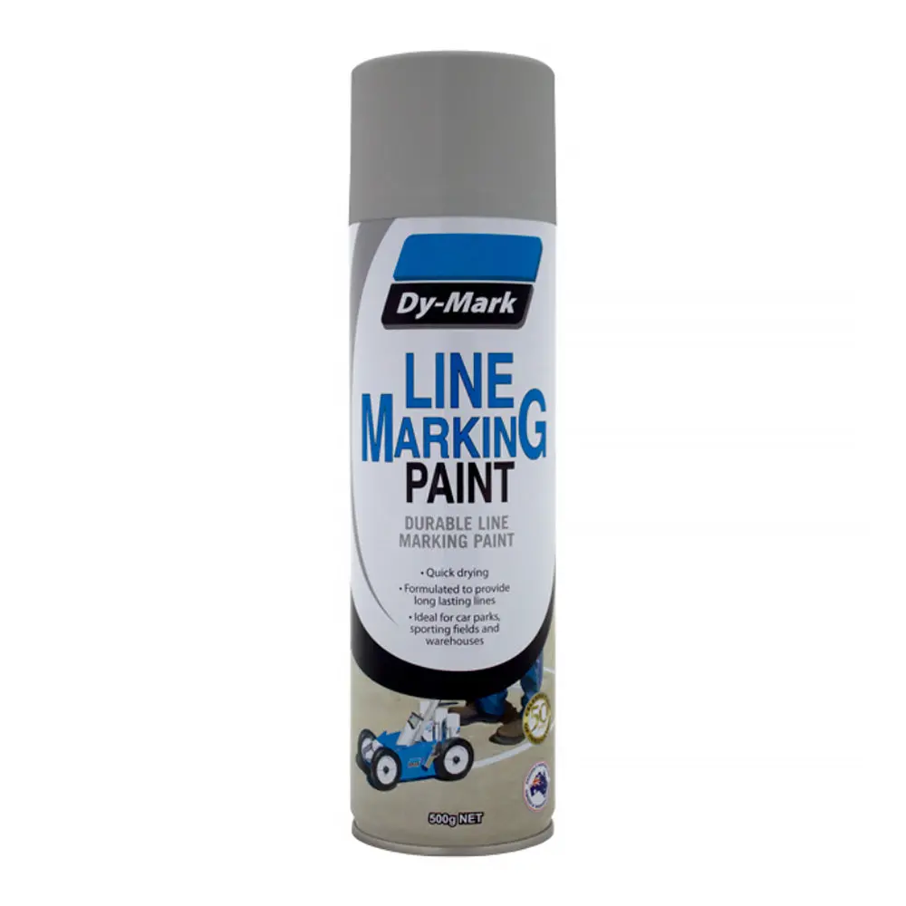 Dy-Mark Line Marking Spray Paint Grey 500G Aerosol Durable Acrylic Inverted 1