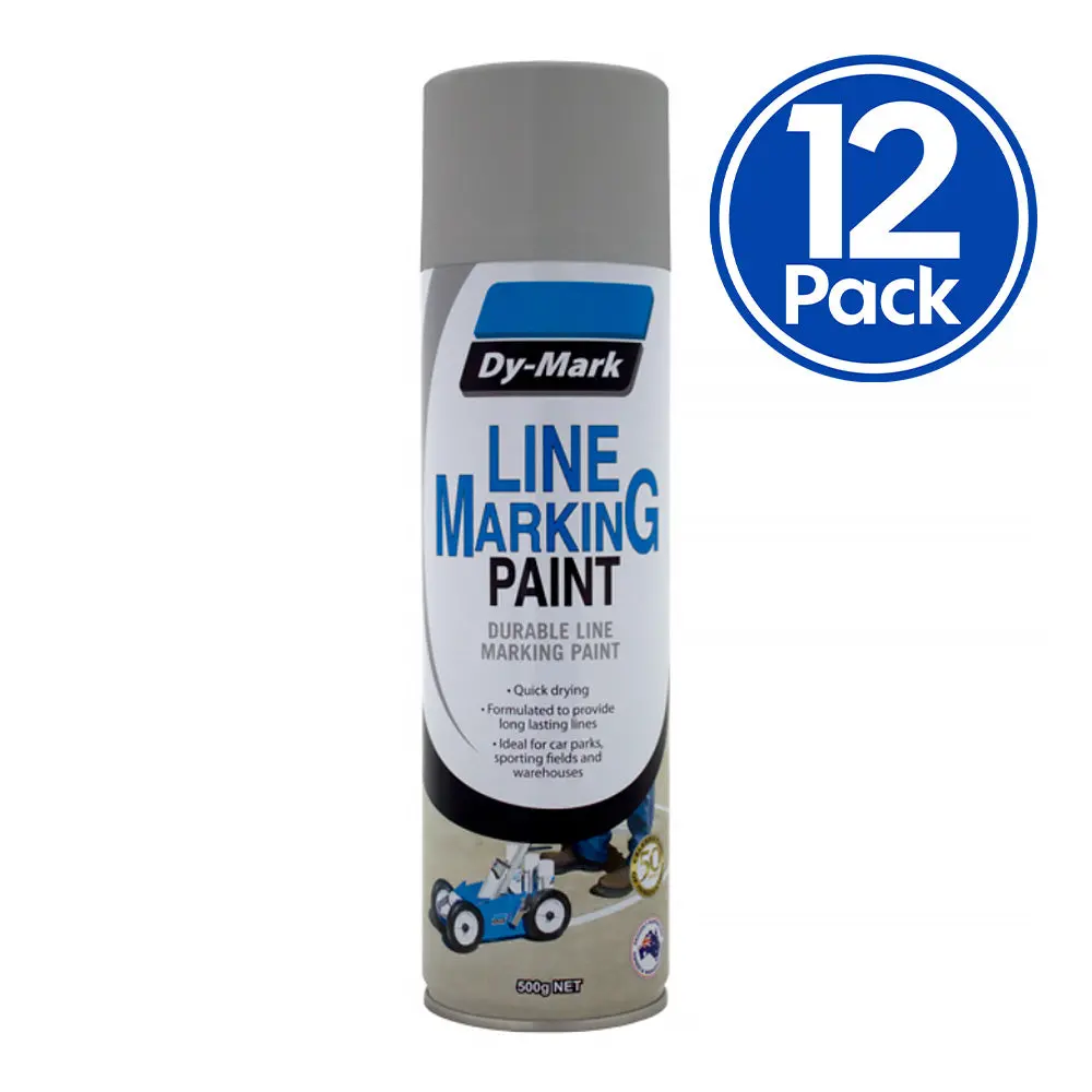 Dy-Mark Line Marking Spray Paint Grey 500G Aerosol Acrylic X 12 Pack Box 1