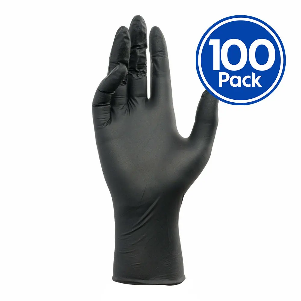 Proval Blax Pf Heavy Duty Powder Free Black Nitrile Gloves X 100 Pack 1