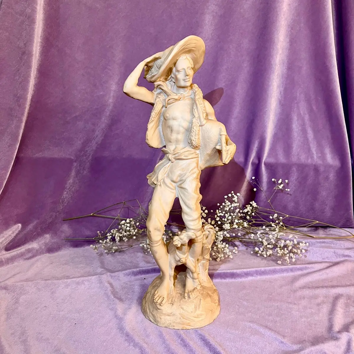 Neoclassical Shepherd Figurine With Lamb 1