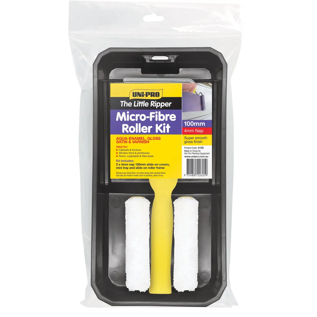 Uni-Pro Complete Microfibre Roller Kit 100Mm X 4Mm Nap Ultra Smooth Finish 1