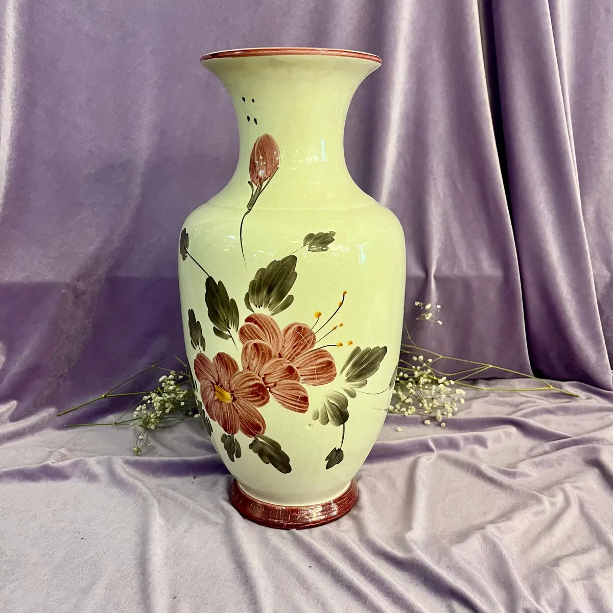 Hand-Painted Floral Ceramic Floor Vase 1