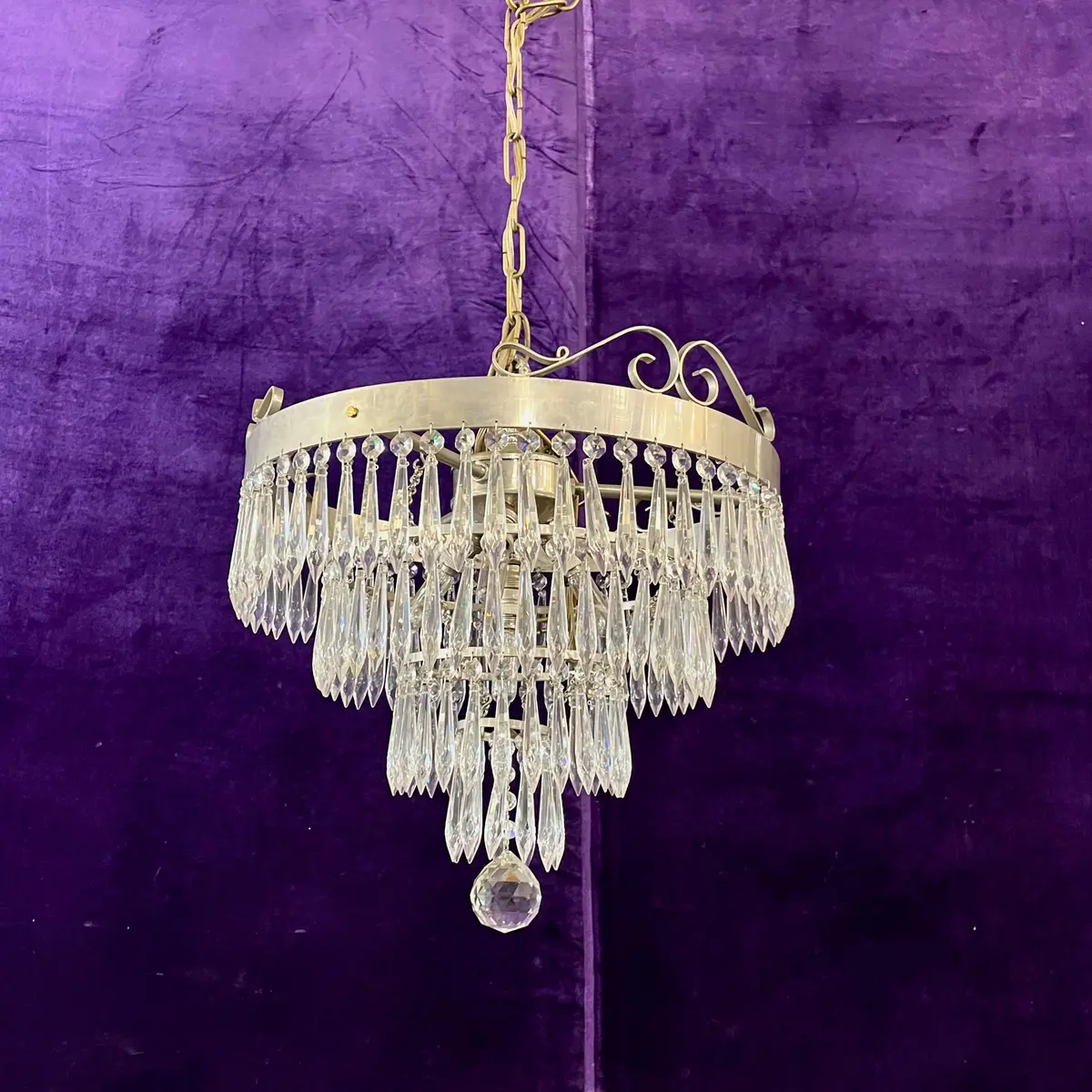 Charming Delos Custom Nickel Waterfall Chandelier 1