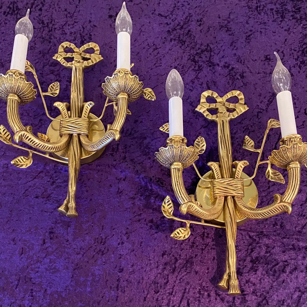 Ornate Brass Two Arm Sconce 1