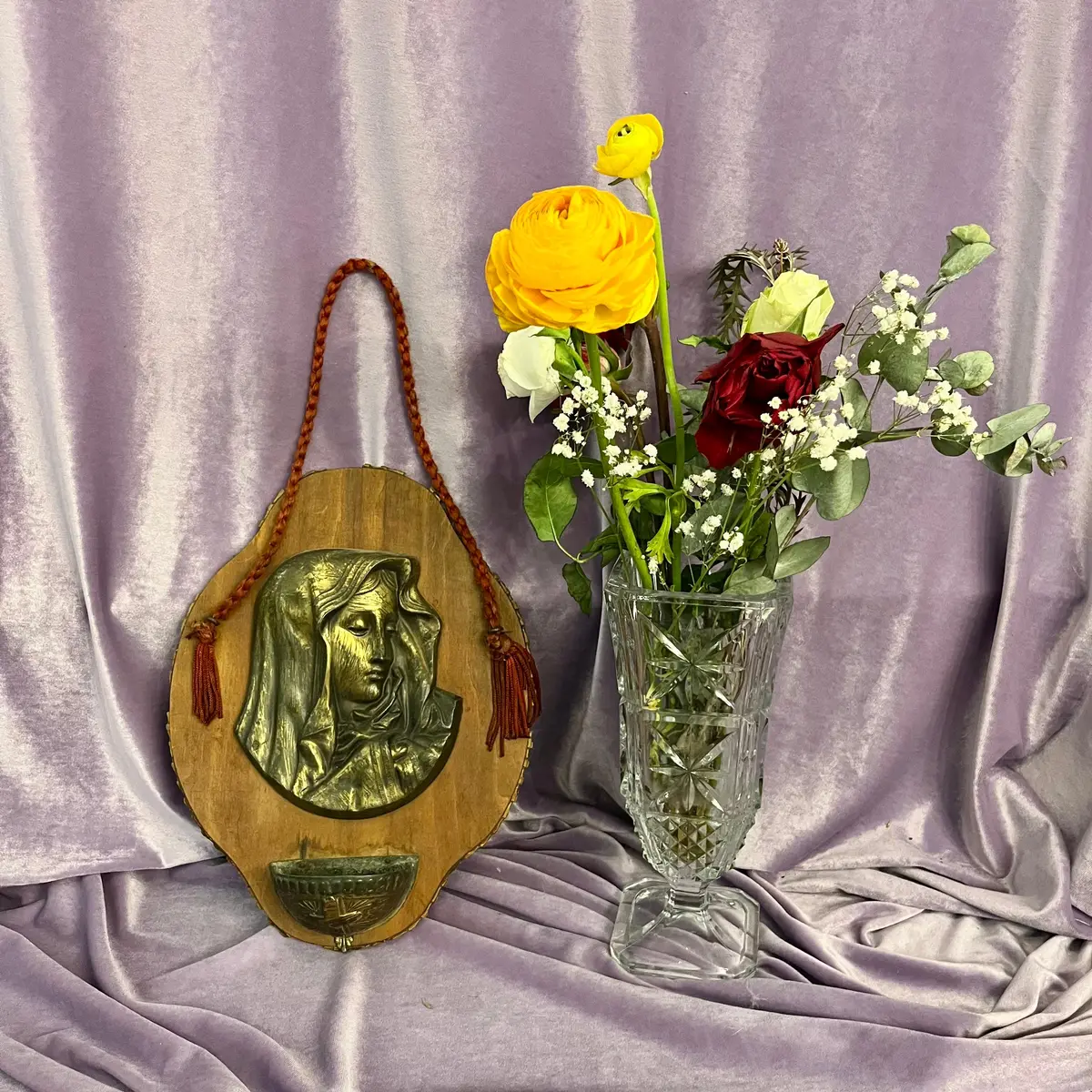 Virgin Mary Relief Holy Water Font 1