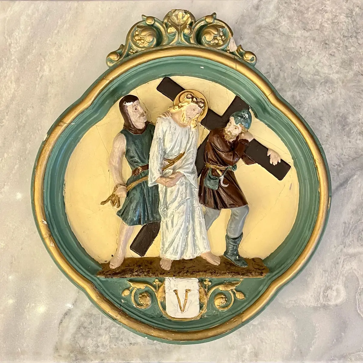 Antique Painted Stations Of The Cross 1