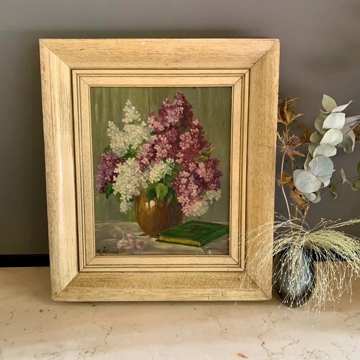 Sweet Floral Oil Painting By R. Wessel - Sold 1