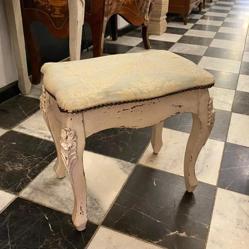 French Style Distressed Stool - Sold 1