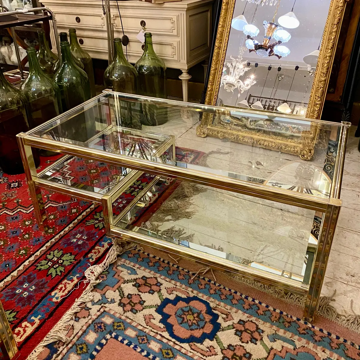Vintage Brass And Glass Coffee Table - Sold 1